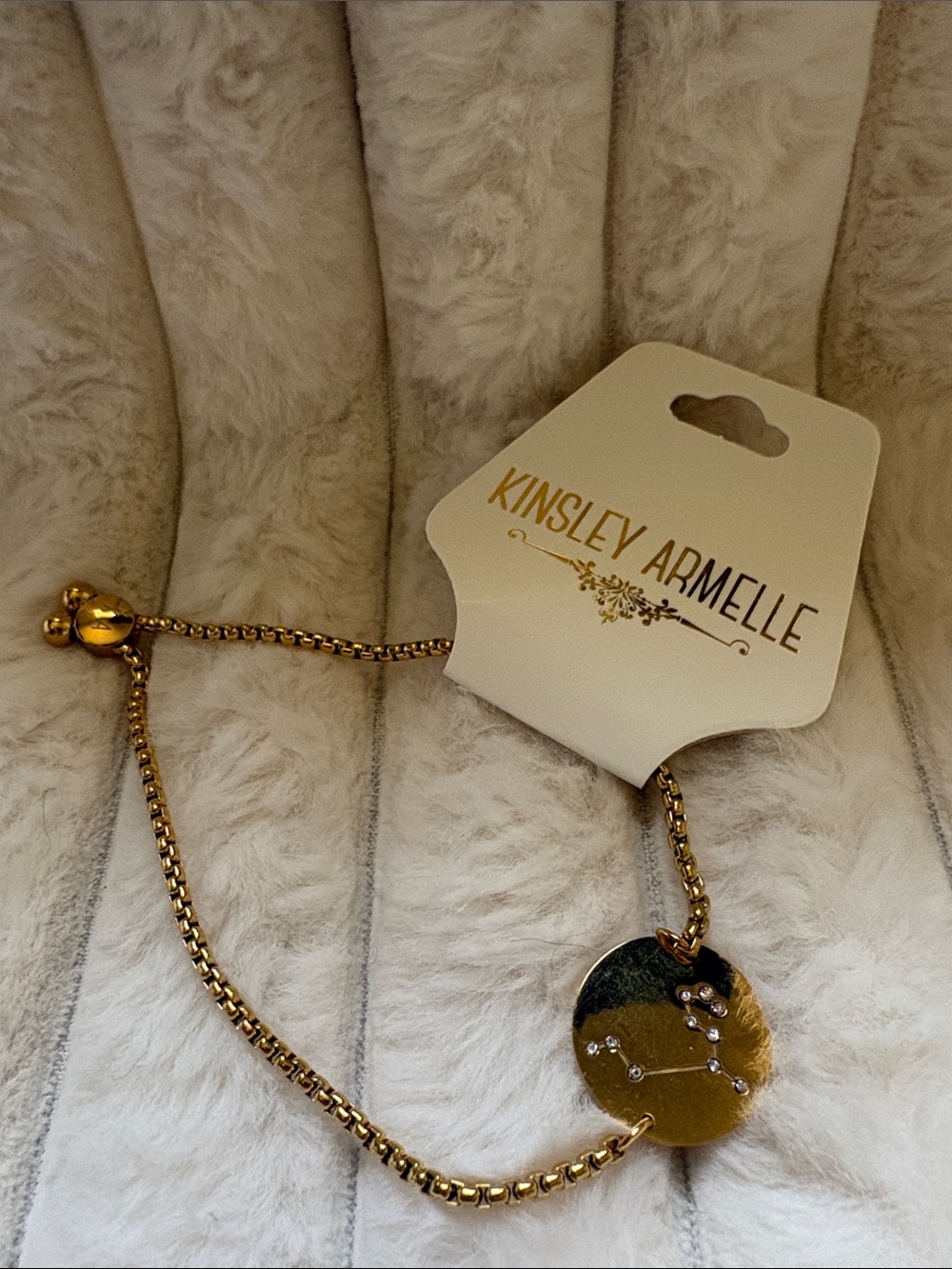 Kinsley Armelle LEO Gold Constellation Disc Slider Bracelet